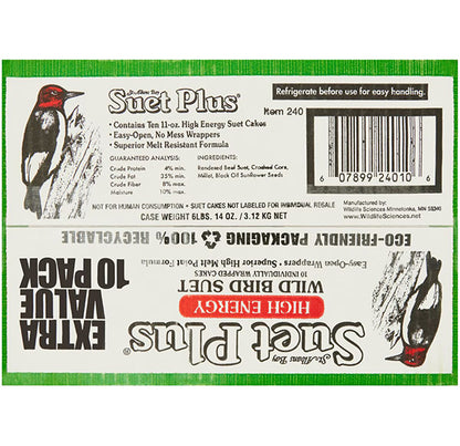 High Energy Wild Bird Suet Plus Extra Value 10-Pack + 1 Suet Feeder by ST. ALBANS BAY