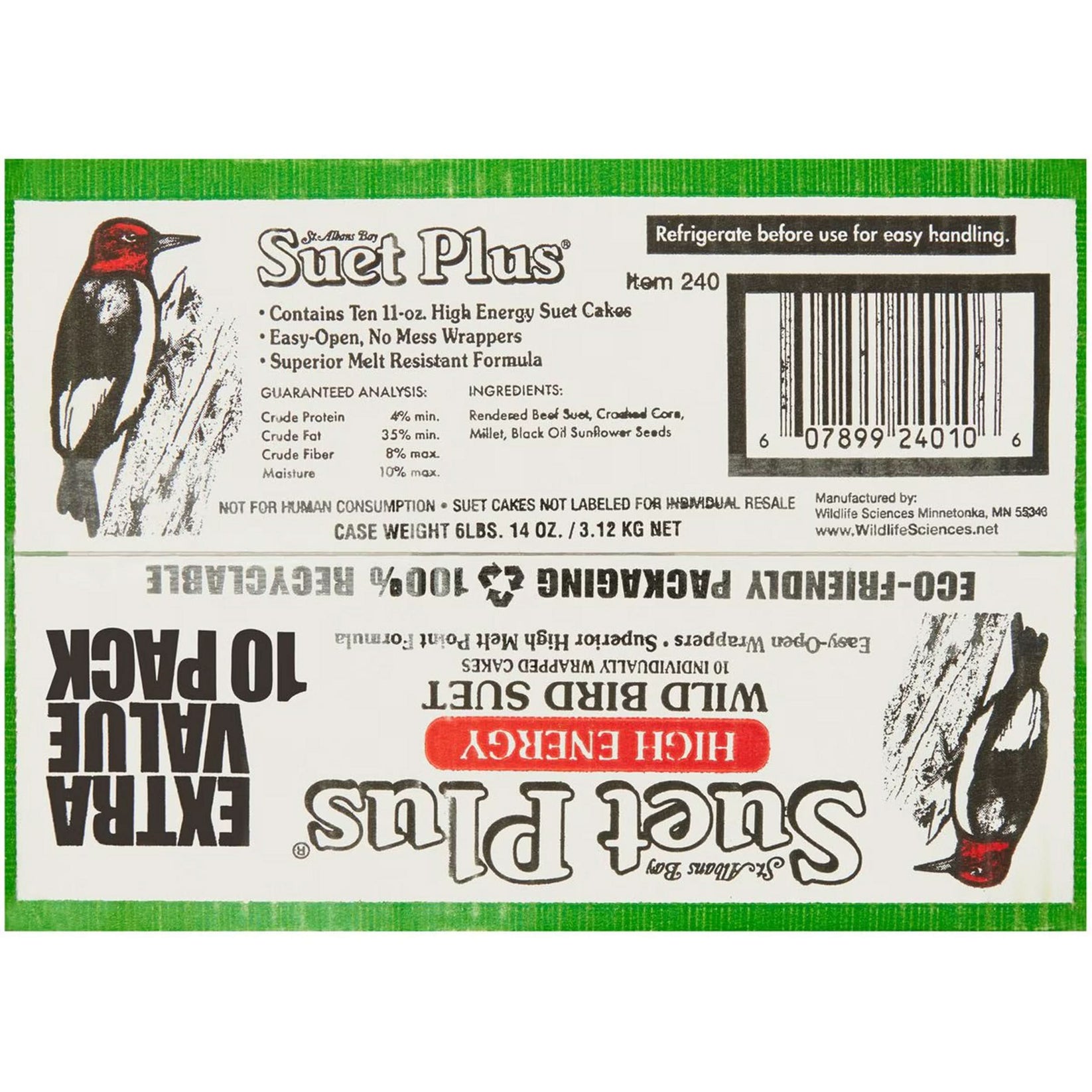 High Energy Wild Bird Suet Plus Extra Value 10-Pack + 1 Suet Feeder by