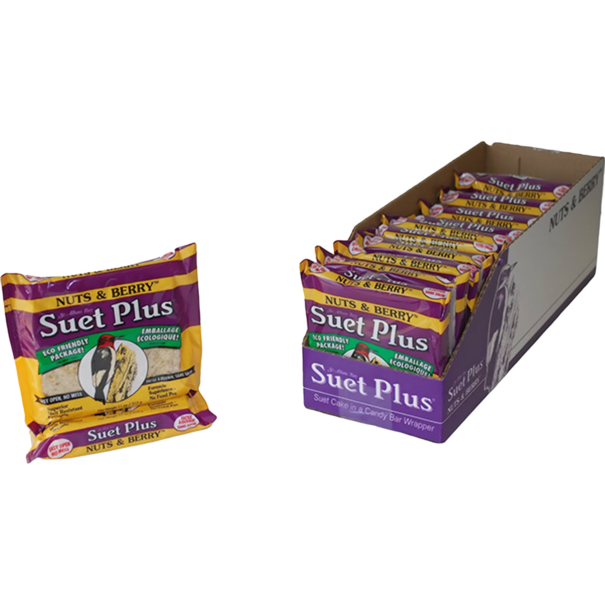 A box of twelve st albans bay nuts and berry suet packages