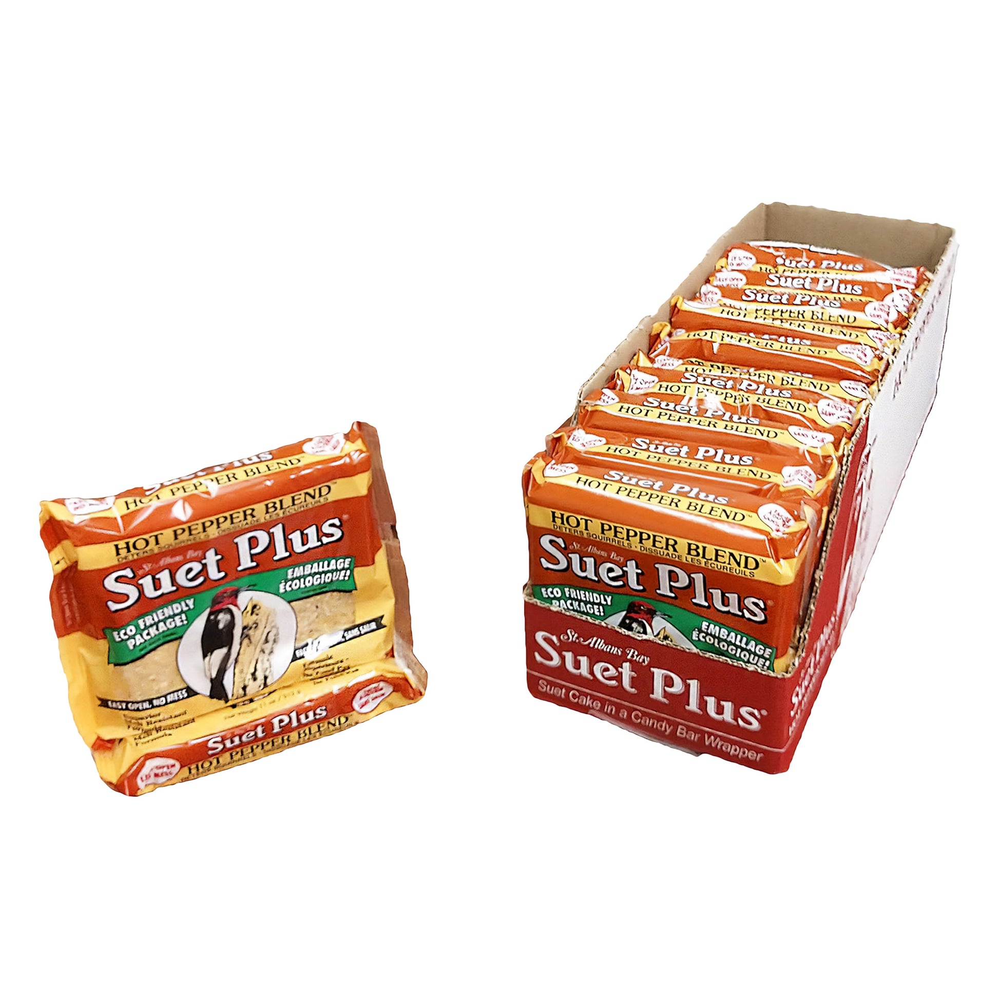 A box of twelve st albans bay hot pepper blend suet