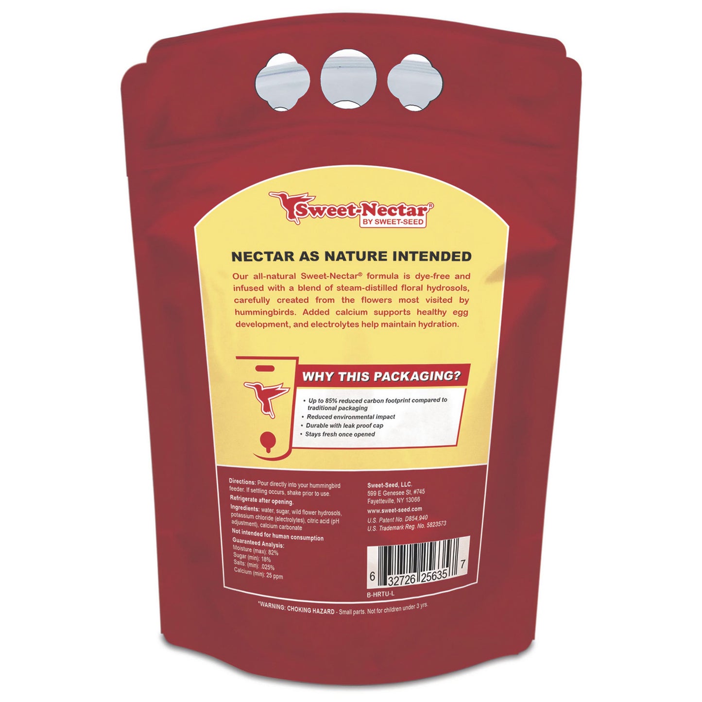 the back of the large red sweet seeds sweet nectar bag