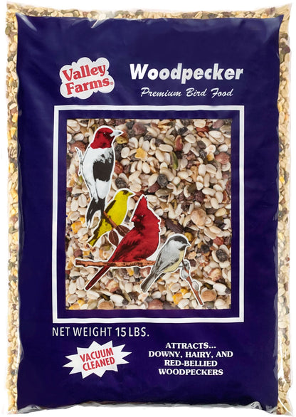 Valley Farms Woodpecker Mix Wild Bird Food with Sunflower Hearts!