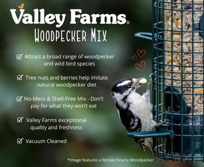 Valley Farms Woodpecker Mix Wild Bird Food with Sunflower Hearts!